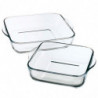 Tradineur - Set de 2 bandejas cuadradas para horno, vidrio borosilicato, molde, fuente transparente, lasaña, aptas para microond