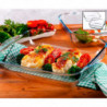 Tradineur - Set de 2 bandejas cuadradas para horno, vidrio borosilicato, molde, fuente transparente, lasaña, aptas para microond