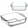 Tradineur - Set de 2 bandejas cuadradas para horno, vidrio borosilicato, fuente, molde transparente, lasaña, aptas para microond