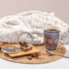 Tradineur - Taza para té, infusiones, incluye filtro y tapa, cerámica y acero inoxidable, mantiene caliente la infusión, regalo