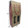 Tradineur - Pack de 3 Cajas plegables de cartón con ventanas para 2 botellas de vino - Incluyen cuerda como asa - Diseños navide