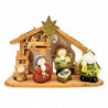Tradineur - Conjunto de 5 figuras de nacimiento Naif con luz LED - Figura decorativa divertida para nacimiento, navidad, decorac