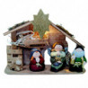 Tradineur - Conjunto de 5 figuras de nacimiento Naif con luz LED - Figura decorativa divertida para nacimiento, navidad, decorac