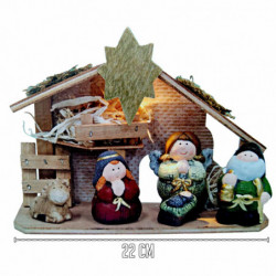 Tradineur - Conjunto de 5 figuras de nacimiento Naif con luz LED - Figura decorativa divertida para nacimiento, navidad, decorac