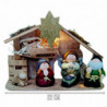 Tradineur - Conjunto de 5 figuras de nacimiento Naif con luz LED - Figura decorativa divertida para nacimiento, navidad, decorac