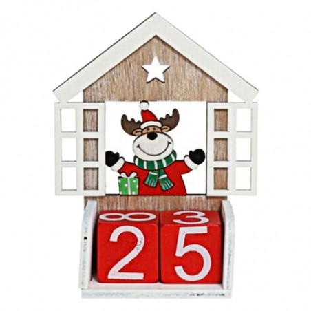 Tradineur - Calendario Navideño - Fabricado en madera - Figura decorativa divertida para nacimiento, Navidad, decoración tradici