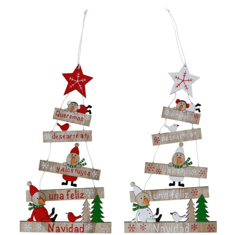Tradineur - Pack de 2 Colgantes para árbol de Navidad - Fabricado en Madera - Frase grabada en letrero - 24,5 x 13,5 x 0,5 cm - Tradineur - Pack de 2 Colgantes para árbol de Navidad - Fabricado en Madera - Frase grabada en letrero - 24,5 x 13,5 x 0,5 cm -