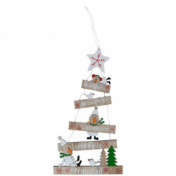 Tradineur - Pack de 2 Colgantes para árbol de Navidad - Fabricado en Madera - Frase grabada en letrero - 24,5 x 13,5 x 0,5 cm -