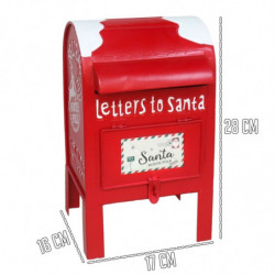 Tradineur - Buzón Americano Navideño - Diseño nevado - Fabricado en Plástico - Figura decorativa - 28 x 16 x 17 cm - Color Rojo