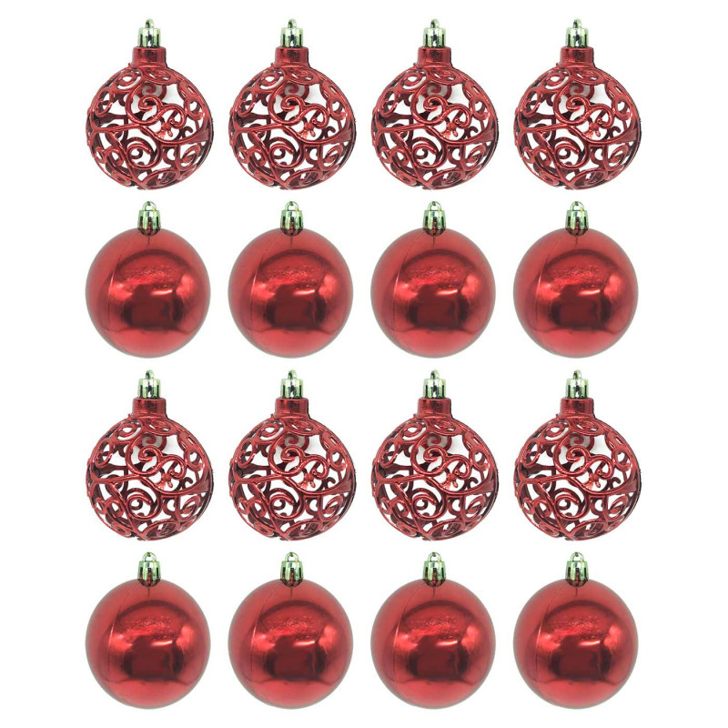 Tradineur - Pack de 16 Bolas de Navidad con diseño de giros - Fabricado en Plástico - Cordón Dorado - Decoración de Navidad - Ø Tradineur - Pack de 16 Bolas de Navidad con diseño de giros - Fabricado en Plástico - Cordón Dorado - Decoración de Navidad - Ø