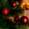 Tradineur - Pack de 16 Bolas de Navidad con diseño de giros - Fabricado en Plástico - Cordón Dorado - Decoración de Navidad - Ø
