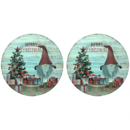 Tradineur - Pack de 2 Bajoplatos con diseño de Duende con Gorro - Fabricado en Plástico - Ideal para decoración para Navidad - Ø