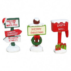 Tradineur - Pack de 3 Señales de dirección navideño - Fabricado en Plástico - Decoración para temporada navideña - 8 x 4 x 2,5 c