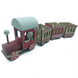 Tradineur - Tren navideño de Madera de 39 cm - Diseño de caramelos y galletas - Decoración navideña - Ideal para dejarlo debajo