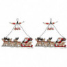 Tradineur - Pack de 2 Estrellas colgantes Navideñas - Fabricado en Madera - Diseño de Santa Claus con Renos - Decoración Navideñ