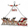 Tradineur - Pack de 2 Estrellas colgantes Navideñas - Fabricado en Madera - Diseño de Santa Claus con Renos - Decoración Navideñ