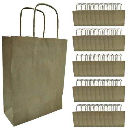 Tradineur - Pack de 50 bolsa Kraft "S" - Ideal para guardar tus regalos, fin de año, año nuevo, Navidad - 24 x 32 cm - Color Nat Tradineur - Pack de 50 bolsa Kraft "S" - Ideal para guardar tus regalos, fin de año, año nuevo, Navidad - 24 x 32 cm - Color Nat