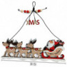 Tradineur - Pack de 2 Estrellas colgantes Navideñas - Fabricado en Madera - Diseño de Santa Claus con Renos - Decoración Navideñ