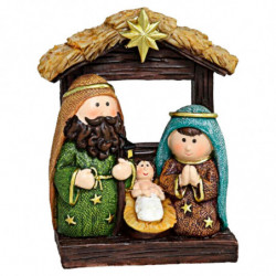 Tradineur - Conjunto de 3 Figuras Naif Navideño - Fabricado en Resina - Figuras de María, Jose y el Niño Jesús - Decoración Navi