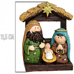 Tradineur - Conjunto de 3 Figuras Naif Navideño - Fabricado en Resina - Figuras de María, Jose y el Niño Jesús - Decoración Navi