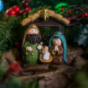 Tradineur - Conjunto de 3 Figuras Naif Navideño - Fabricado en Resina - Figuras de María, Jose y el Niño Jesús - Decoración Navi