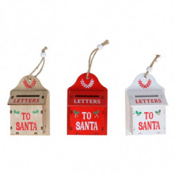 Tradineur - Pack de 3 Buzones Colgantes de Navidad - Fabricado en Madera - Diseño de Carta a Santa Claus - Decoración Navideña -