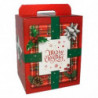 Tradineur - Caja de Cartón Navideño con Asas - Frase Merry Christmas - Ideal para regalos navideños - 34 x 28 x 20,5 cm - Color