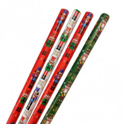 Tradineur - Pack de 4 Rollos de papel regalo - Diseño Soldados Cascanueces - Ideal para preparar los regalos navideños - 150 x 7