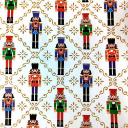 Tradineur - Pack de 4 Rollos de papel regalo - Diseño Soldados Cascanueces - Ideal para preparar los regalos navideños - 150 x 7