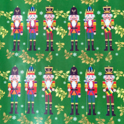 Tradineur - Pack de 4 Rollos de papel regalo - Diseño Soldados Cascanueces - Ideal para preparar los regalos navideños - 150 x 7