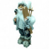Tradineur - Figura de Papá Noel con esquís, poliéster y plástico, Santa Claus de pie, decoración festiva, adornos Navidad, escap