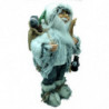 Tradineur - Figura de Papá Noel con esquís, poliéster y plástico, Santa Claus de pie, decoración festiva, adornos Navidad, escap