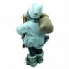 Tradineur - Figura de Papá Noel con esquís, poliéster y plástico, Santa Claus de pie, decoración festiva, adornos Navidad, escap