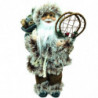 Tradineur - Figura de Papá Noel, modelo Braulio, poliéster y plástico, Santa Claus de pie, decoración festiva, adornos Navidad,