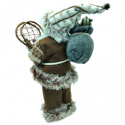 Tradineur - Figura de Papá Noel, modelo Braulio, poliéster y plástico, Santa Claus de pie, decoración festiva, adornos Navidad,