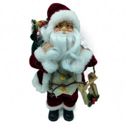 Tradineur - Figura de Papá Noel, modelo Charles, poliéster y plástico, Santa Claus de pie, decoración festiva, adornos Navidad,
