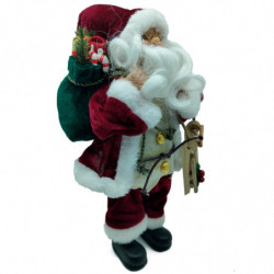 Tradineur - Figura de Papá Noel, modelo Charles, poliéster y plástico, Santa Claus de pie, decoración festiva, adornos Navidad,