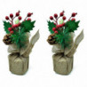 Tradineur - Pack de 2 bayas Decorativas Navideñas - Altura aprox.: 20 cm - Decoración Navideña - Fabricación artesanal - Modelos
