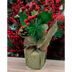 Tradineur - Pack de 2 bayas Decorativas Navideñas - Altura aprox.: 20 cm - Decoración Navideña - Fabricación artesanal - Modelos