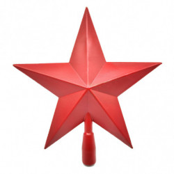 Tradineur - Estrella para punta de Árbol Navideño -  Diseño Clásico de 5 Puntas - Accesorio decorativo de Navidad - Color rojo -