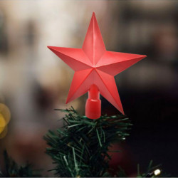 Tradineur - Estrella para punta de Árbol Navideño -  Diseño Clásico de 5 Puntas - Accesorio decorativo de Navidad - Color rojo -