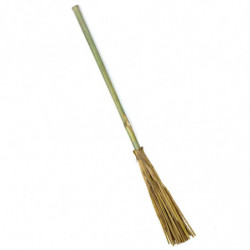 Tradineur - Escoba de bruja, paja y bambú, complemento para disfraz de mago, hechicero, ligera, carnaval, Halloween, cosplay, fi