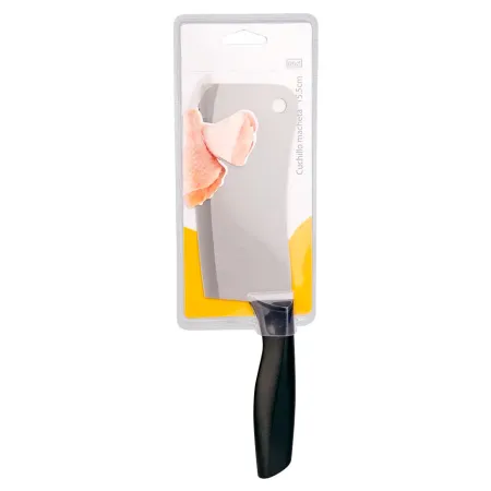 Tradineur - Cuchillo ancho de carnicero, hoja de acero inoxidable de 15 cm, mango ergonómico, corte de huesos y carne, cocina - 