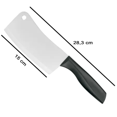 Tradineur - Cuchillo ancho de carnicero, hoja de acero inoxidable de 15 cm, mango ergonómico, corte de huesos y carne, cocina - 