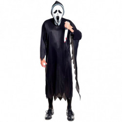 Tradineur - Disfraz de asesino scream para adulto, poliéster, incluye túnica y máscara, villano malvado, atuendo de carnaval, Ha