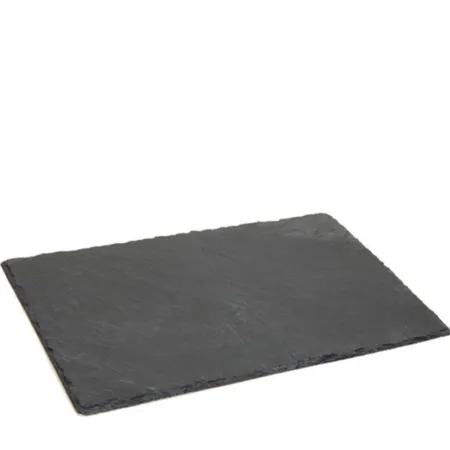 Tradineur - Plato de Pizarra Rectangular, Bandeja para hosteleria, servicio y degustación, Canto rústico, Tabla de Piedra Natura