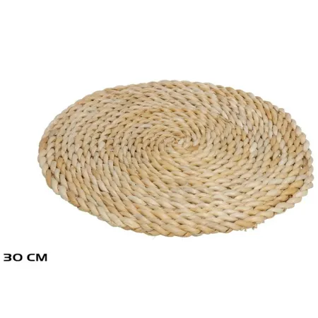 Tradineur - Salvamantel de paja redondo, 30 cm de diámetro y 1,5 cm de alto, para colocar utensilios de cocina, mantel individua