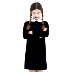 Tradineur - Disfraz infantil de Miércoles Addams, modelo Strange Girl sencillo, poliéster, incluye vestido, Halloween, carnaval,