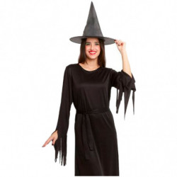 Tradineur - Disfraz de Bruja Negra para Adultos - Fabricado en Poliéster - Incluye Sombrero, Vestido y Cinturón - Ideal para dis