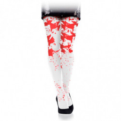 Tradineur - Pantis blancos con sangre, 90% poliéster y 10% licra, complemento para disfraz de enfermera, asesina, carnaval, Hall